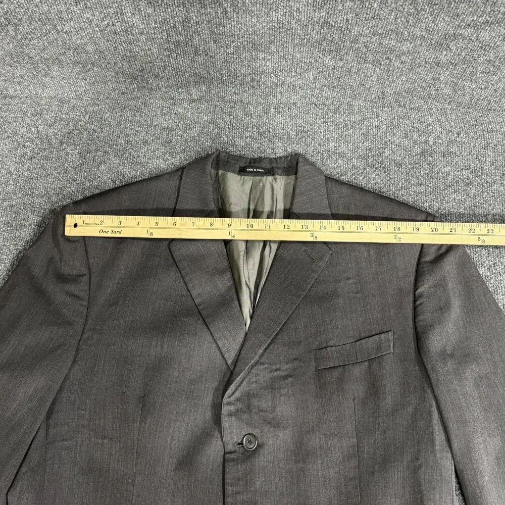 Calvin Klein Blazer Mens 46L Gray 100% Wool 3 Button Notch Lapel Sport Coat